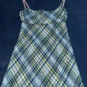 BCBGMaxAzria Blue and Green Plaid Dress